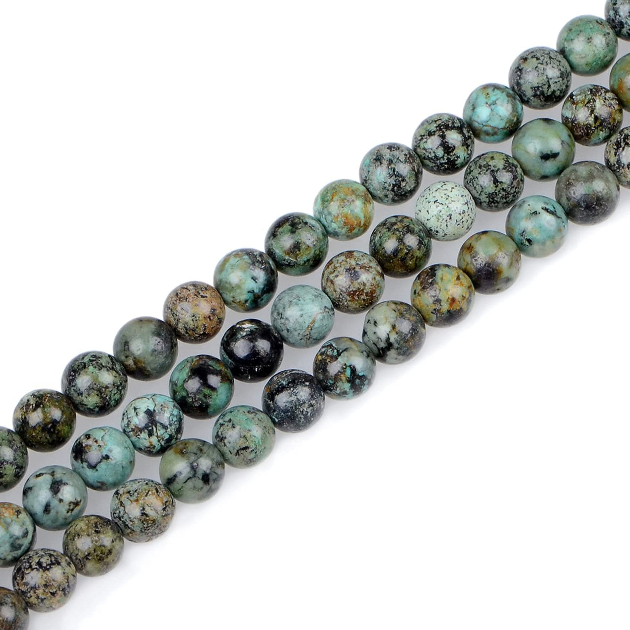 Bymitel 210pcs Natural Crystal Beads Stone Gemstone Round Energy Healing Loose Beads with Stretch Cord for Jewelry Making Bracelets Anklets (African Turquoise, 4mm 210pcs) African Turquoise