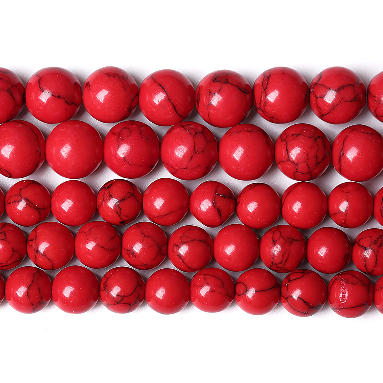 32pcs 12mm Natural Stone Beads Red Turquoise Gemstone Round Loose Beads for Jewelry Making Crystal Energy Stone Healing Power DIY Bracelets Red Turquoise Beads