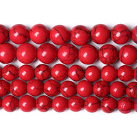 32pcs 12mm Natural Stone Beads Red Turquoise Gemstone Round Loose Beads for Jewelry Making Crystal Energy Stone Healing Power DIY Bracelets Red Turquoise Beads