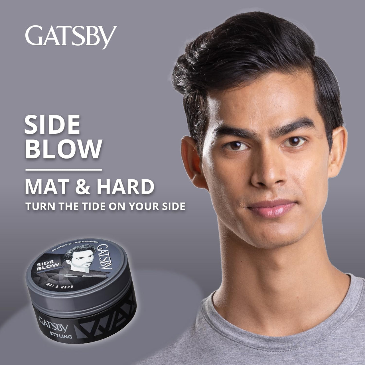 Gatsby Hair Styling Wax - Mat & Hard, For Side Blow Style, Mat Finish, Strong Hold, High Volume, Non Sticky, Easy Wash Off, Anytime Re-Stylable Hair Wax, 75gm