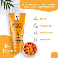 NutriGlow NATURAL'S Advanced Pro Formula Papaya Sunscreen SPF 50, PA+++ No White Cast, Non-Greasy, with Broad Spectrum, UV A & UV B Blue Light Protection, for Men & Women Suitable for Oily, Dry, Sensitive & Combination Skin (100 g)