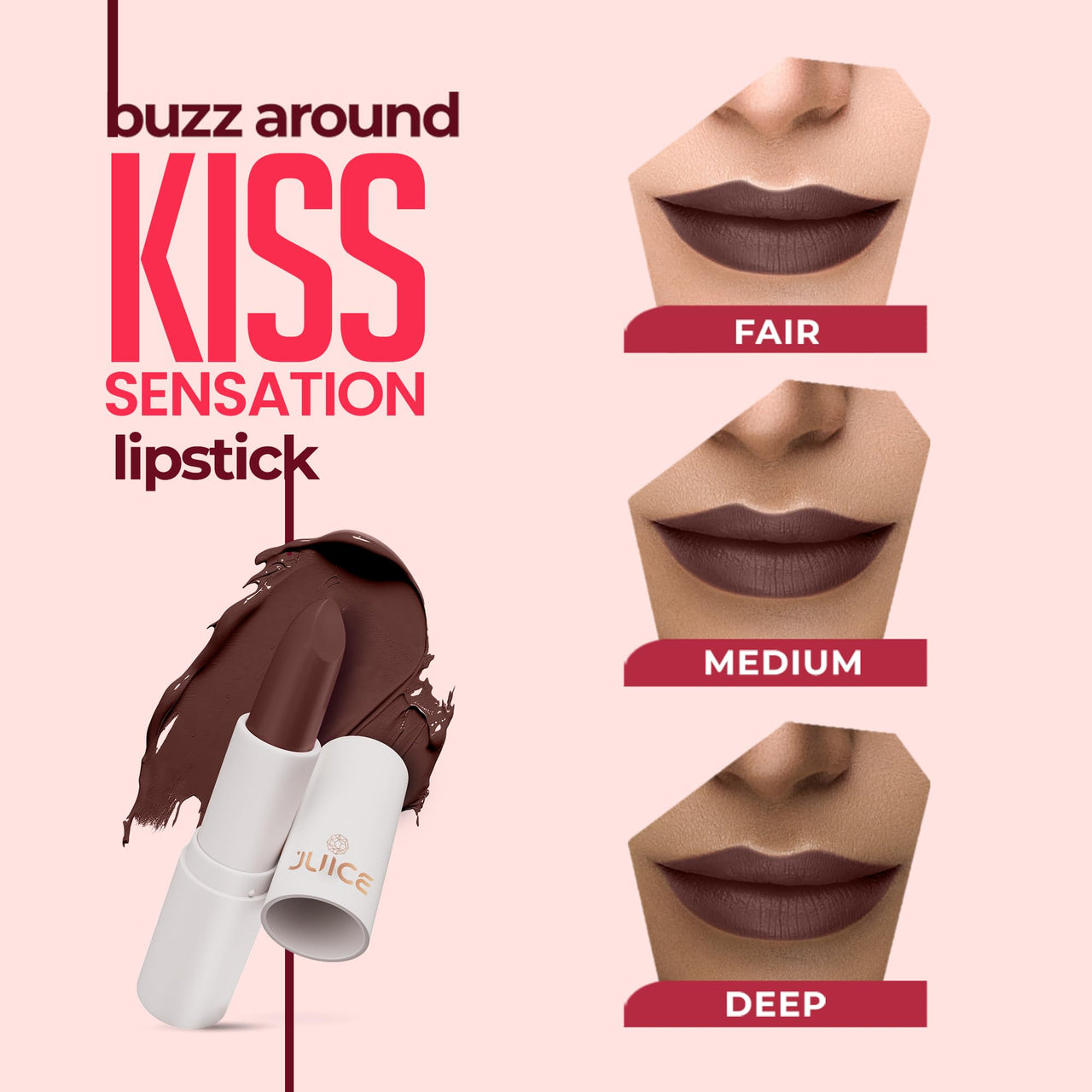 Juice Kiss Sensation Lipstick with Goodness of Bio Retinol, UV Protection & Long lasting Lipstick (Crème Brulee - M18)