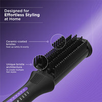 Bblunt Pro Insta Smooth Hair Straightening Brush With 4 Temperature Settings And Ionic Technology For 2X Better Frizz Control | (Ceramic Coated Bristles) Black & Purple,50 Watts