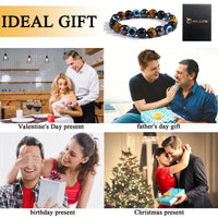 mens beaded bracelets（evil eye, tigers eye,hematite, obsidian）A handmade beaded crystal healing bracelet that can bring luck, happiness and protection(10mm elastic) 10mm elastic