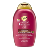 OGX Strength & Length + Keratin Oil Fortifying Anti-Frizz Shampoo for Damaged Hair & Split Ends, with Keratin Proteins & Argan Oil, Paraben-Free, Sulfate-Free Surfactants, 385ml