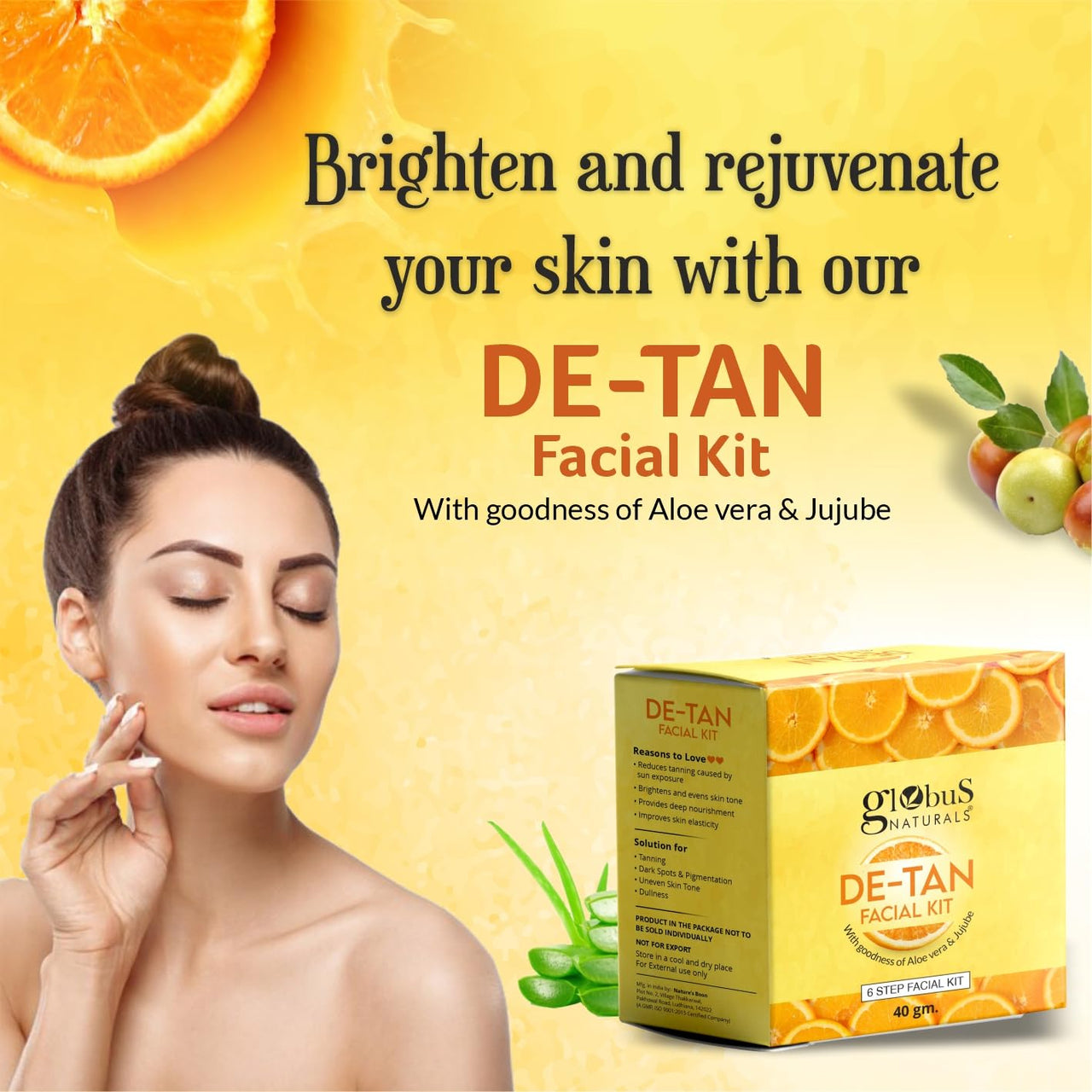 Globus Naturals Facial Kit Combo-Skin Lightening Ubtan & Tan Removal De-Tan Facial Kit, For All Skin Types