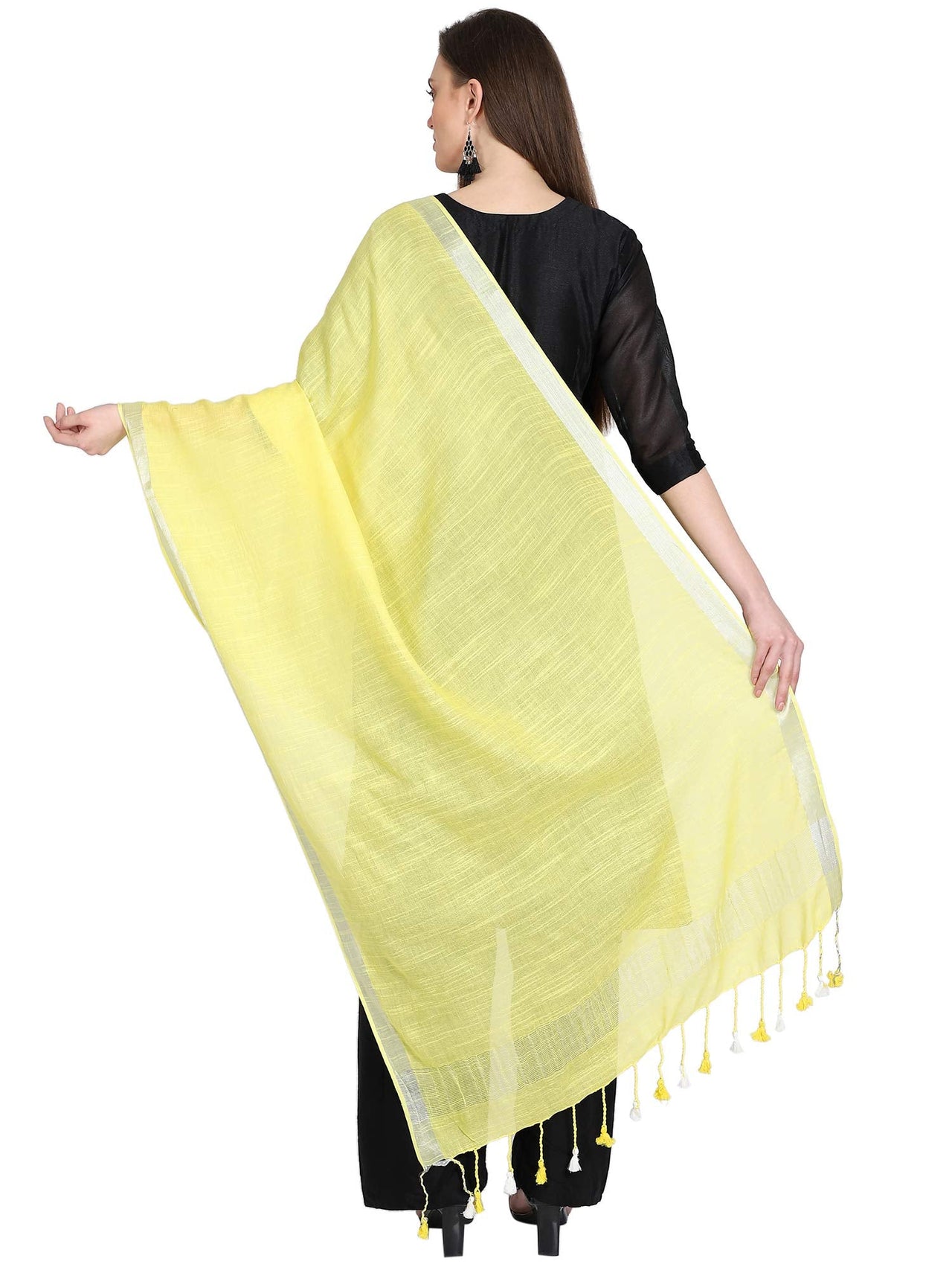 THE WEAVE TRAVELLER Women's  Solid Cotton Blend Dupatta