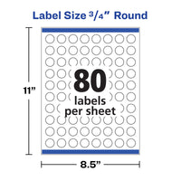 Avery Printable Round Labels with Sure Feed, 3/4