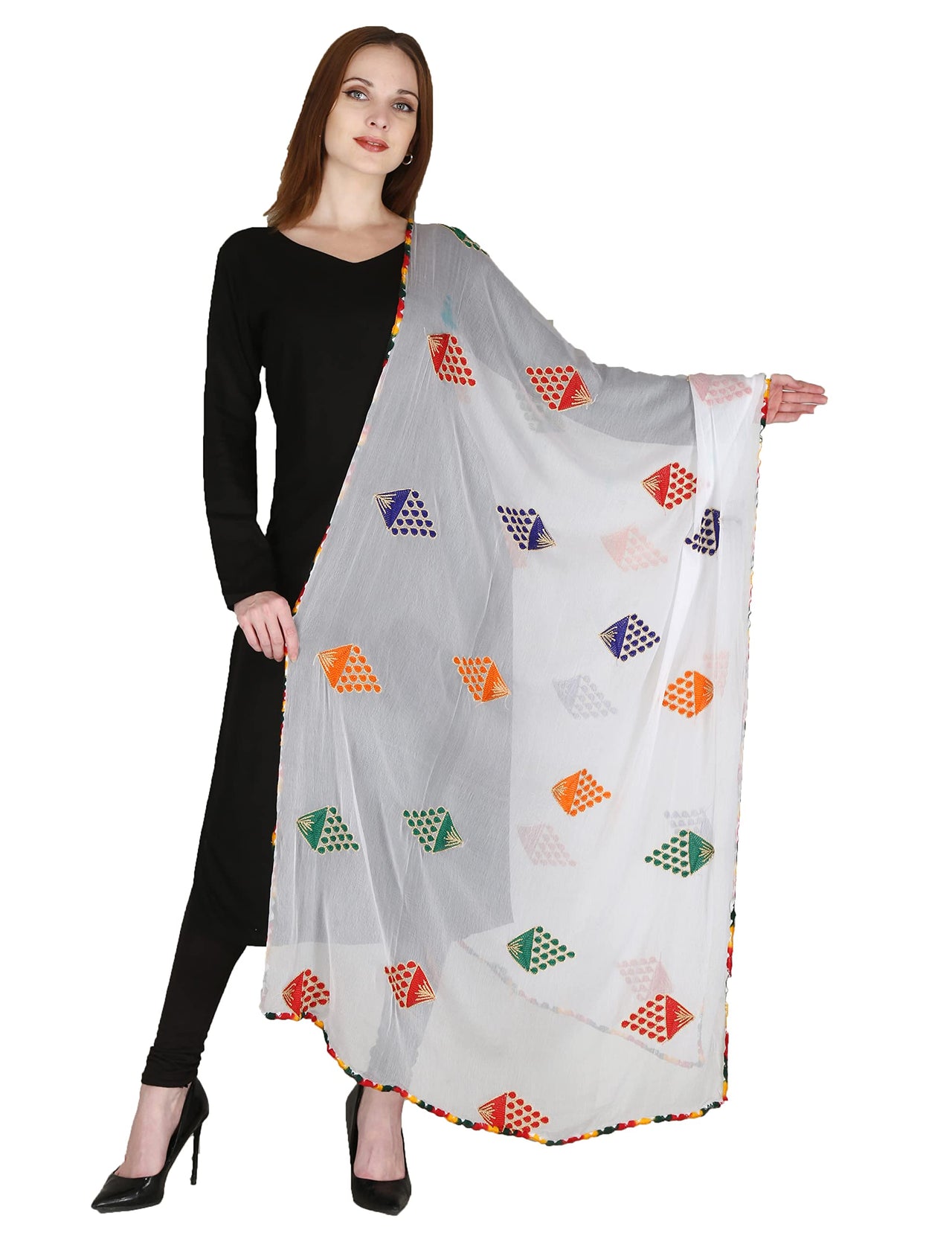 DIAMO Embroidered Chiffon Women's  Dupatta