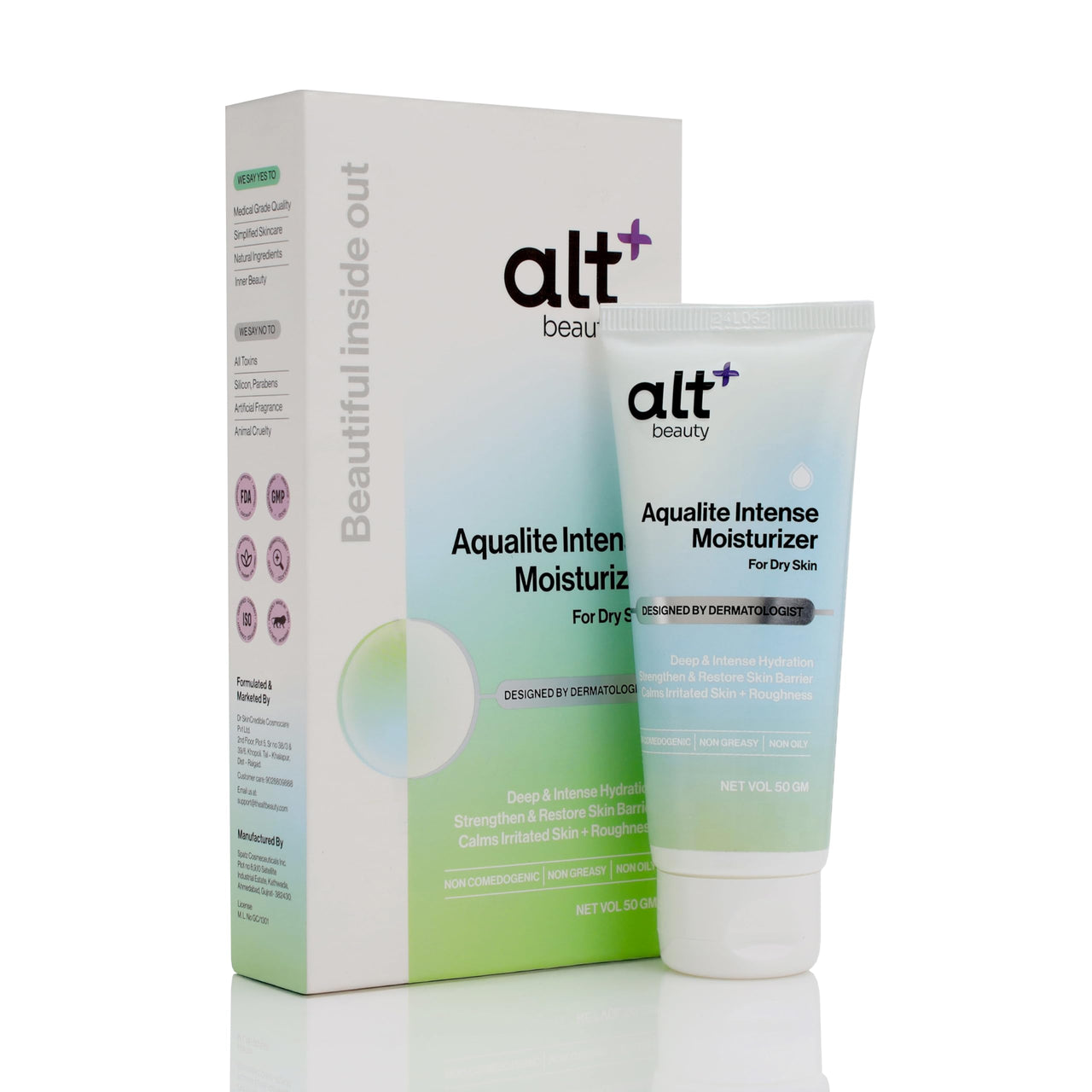 altBeauty Aqualite Intense Moisturiser 50 gm | Help for Dry & Sensitive Skin | Supports Hydration & Skin Barrier | Calms Irritation & Roughness | Dermatologist-Designed, Derma Grade