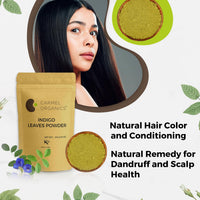 CARMEL ORGANICS Hair Color Henna & Indigo Leaves Powder Combo (340gm Each) | No Added Preservative and Additives | Non-GMO | Made By Pure And Natural Dried Leaves