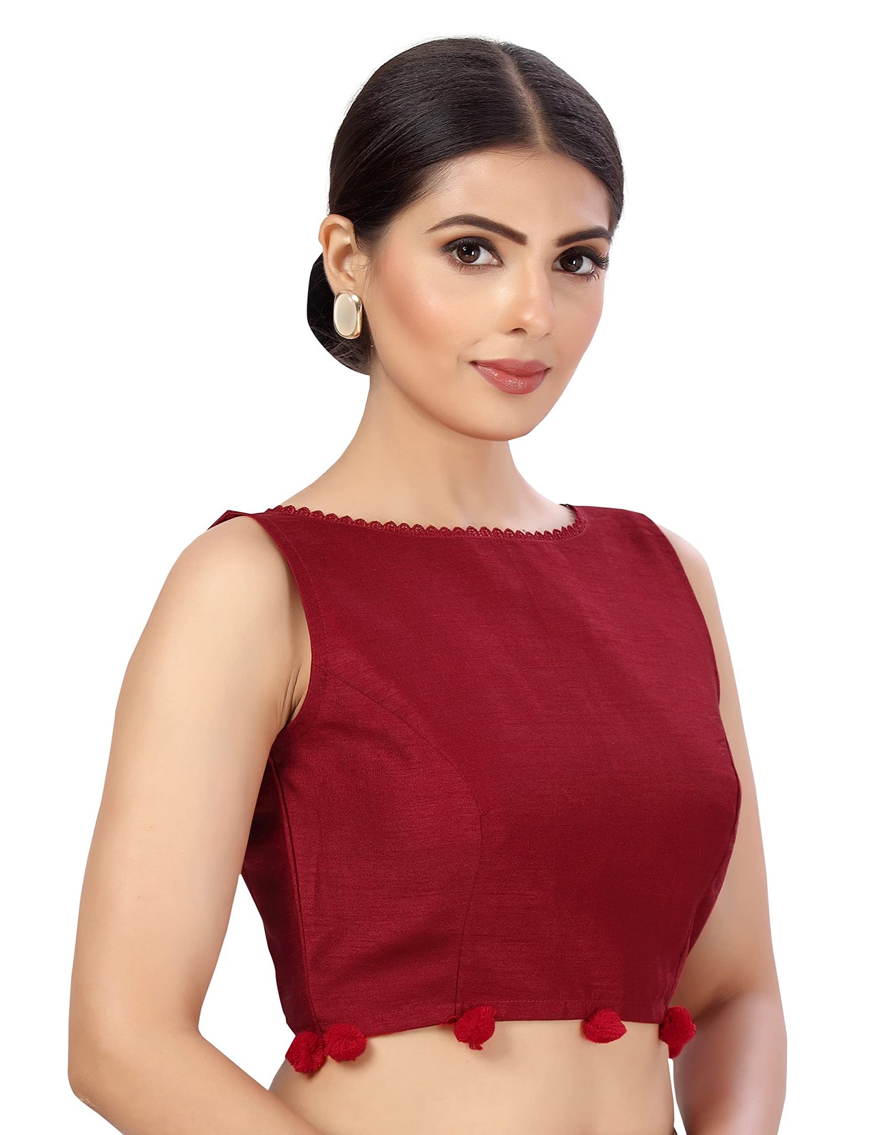 X3 Women's  Polyester Silk Sleeveless Saree Blouse