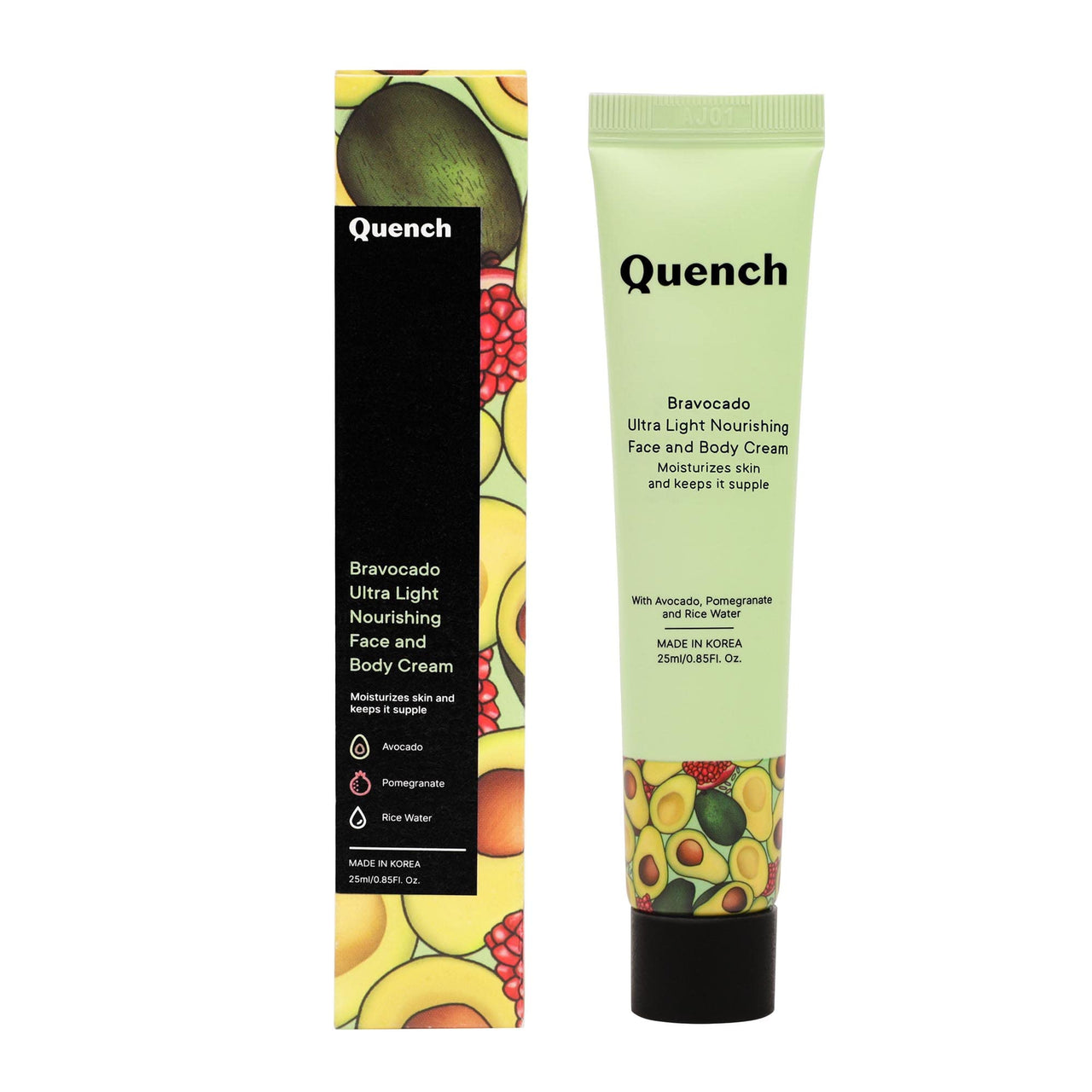 Quench Ultra Light Nourishing Body Lotion With Avocado & Vitamin E | Repairs Skin Barrier | For Hydrated And Smoother Skin | Made In Korea (25Ml)