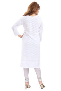 QUEEN SHIELD Women's  Knee Length Rayon Chikan-Kari KurtaKurti (QS_6631)