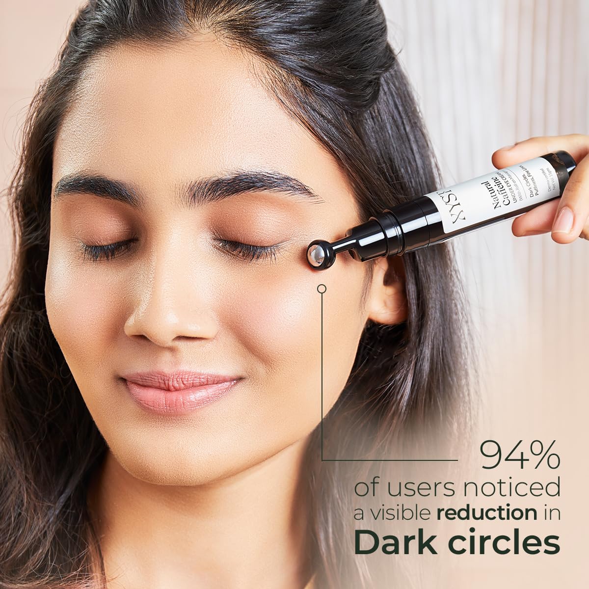 XYST Natural Caffeine Under Eye Roll-On for Dark Circle, Puffiness & Fine Lines 15ml | Enriched with Rosehip Oil | Derma Certified | Women & Men | For All Skin Types