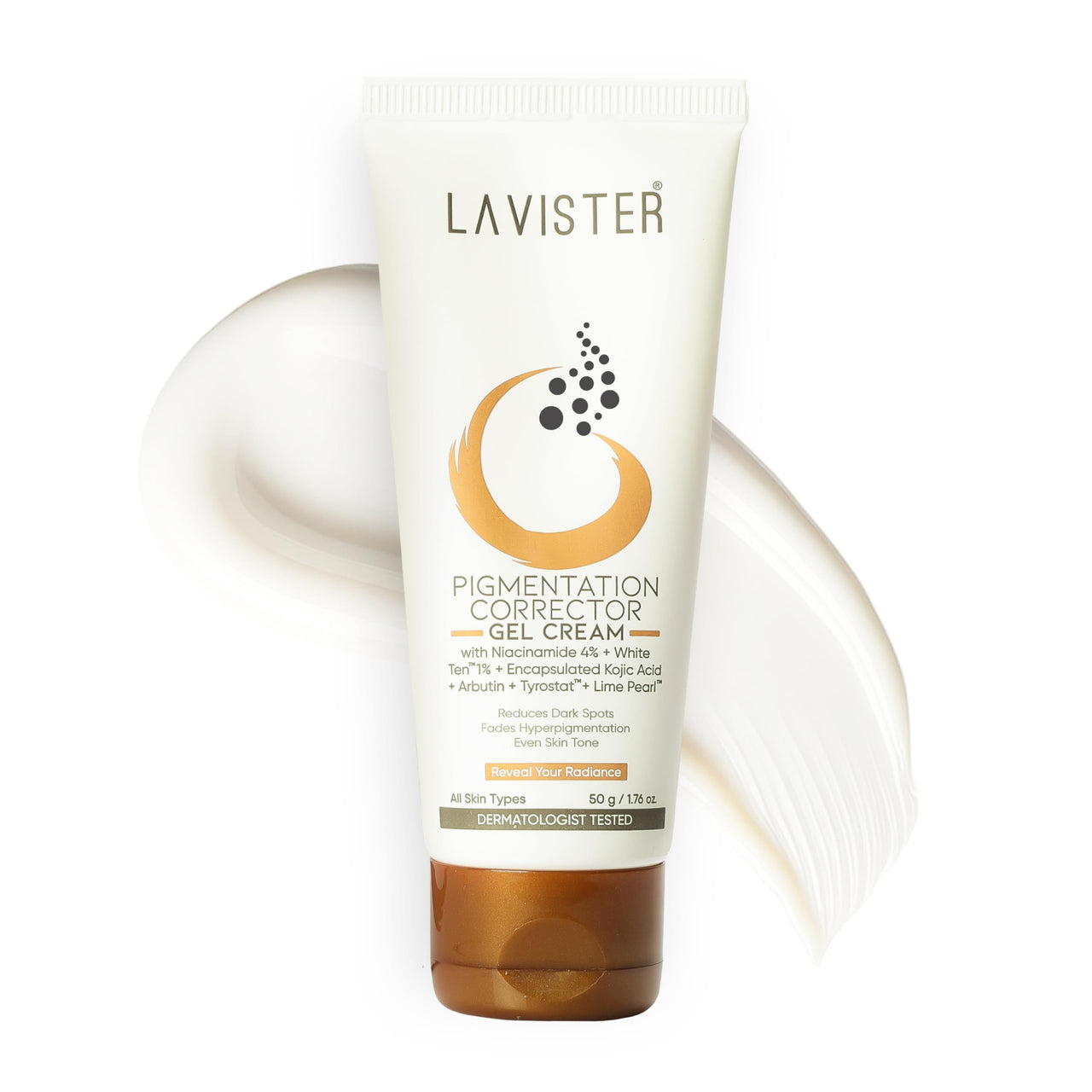 Lavister Pigmentation Corrector Gel Cream | Dermatologist-Tested Anti-Pigmentation Cream for Men & Women | Reduces Dark Spots, Evens Skin Tone | 4% Niacinamide, Lime Pearl & Kojic Acid | 50 g