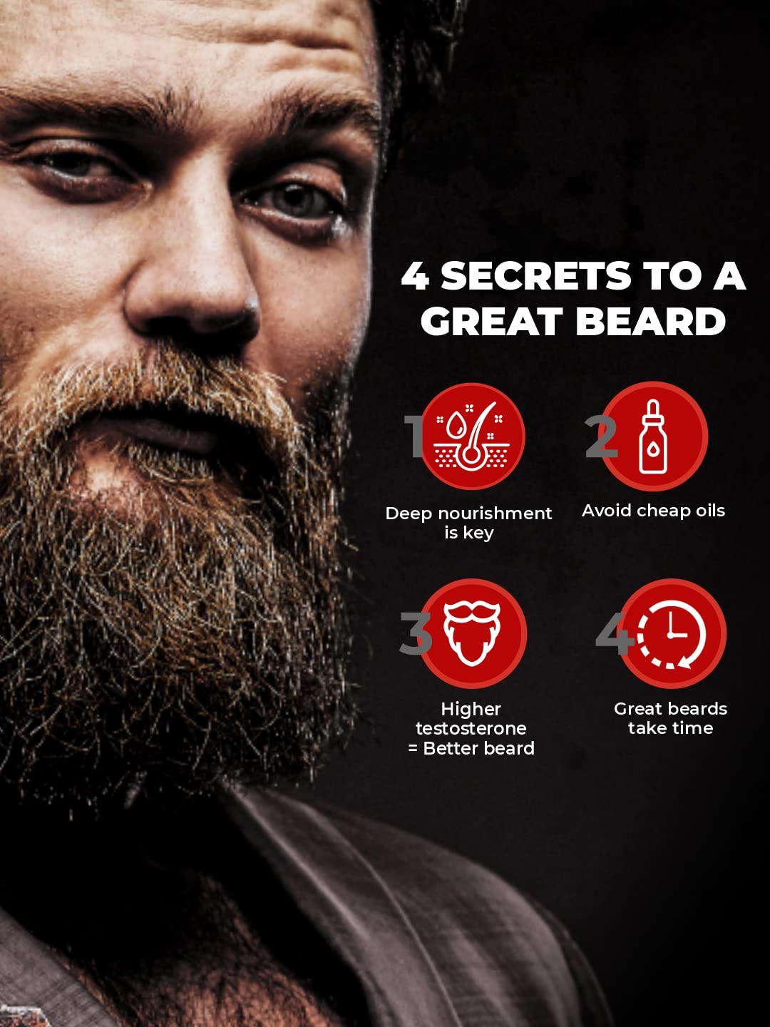 Beard Hair Growth Oil, 50ml & Mustache Growth Roll, 8 ml |Beard Oil for Uneven, Patchy & Fast Beard Growth |Oil for Stronger & Fuller |Boosts Mustache Hair Growth | Goodness of Almond & Coconut Oil