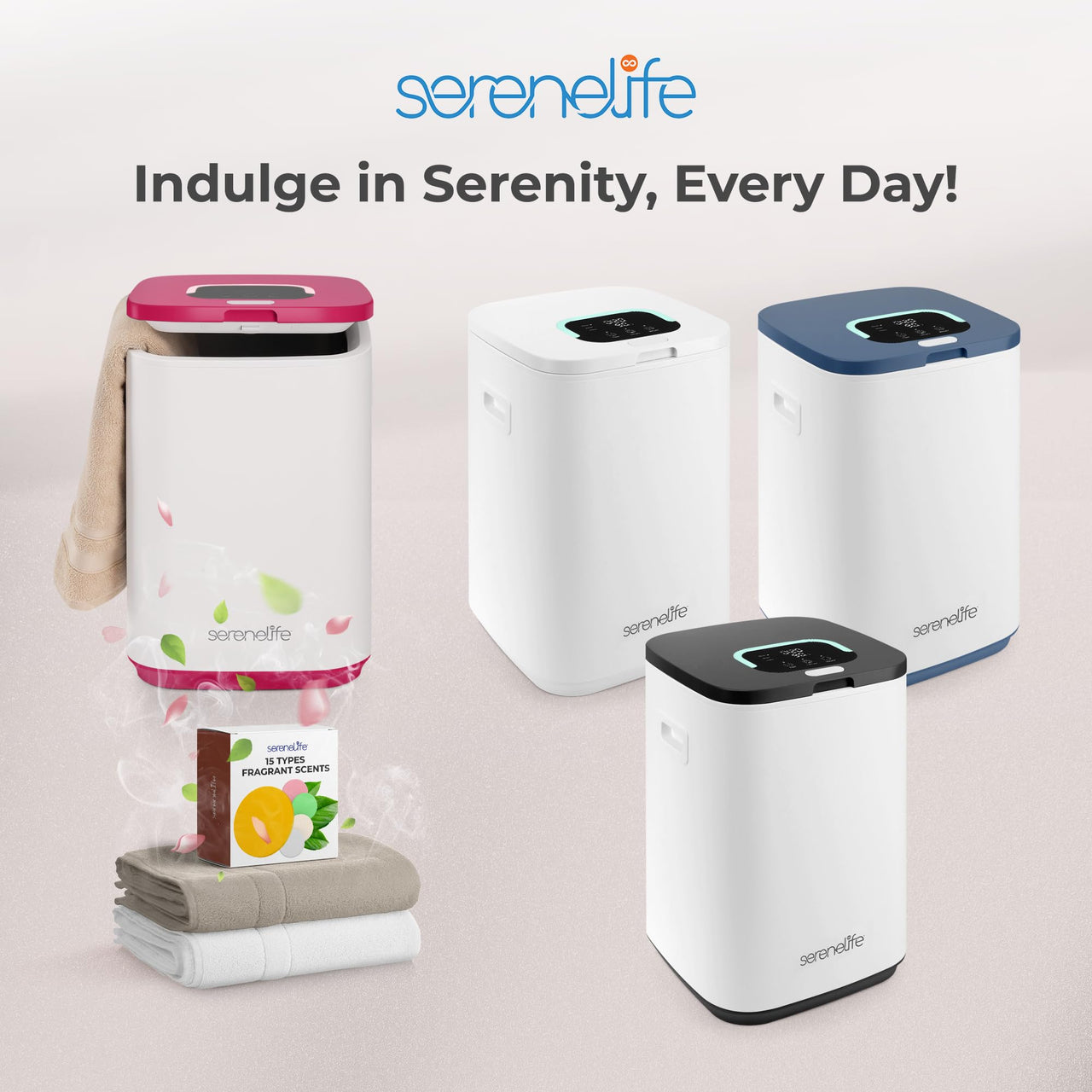 SereneLife Towel Warmers for Bathroom, 23L Luxury Heater, Blanket Warmer Bucket, LED Display, Up to 24 Hours Delay, 3 Heating Modes and Child Lock for Oversize Bathrobes PJ's  and More (Pink) Pink