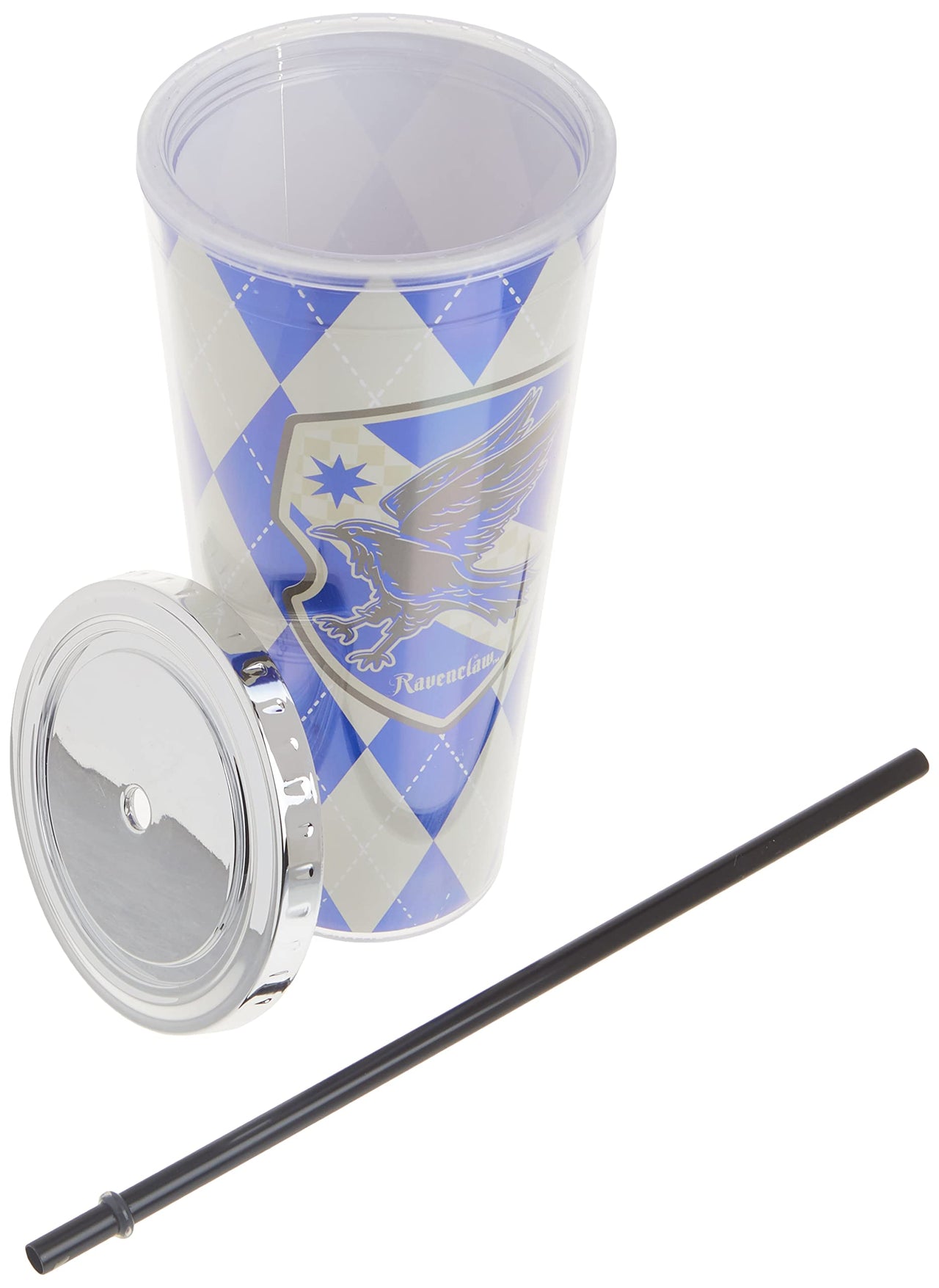 Spoontiques - Harry Potter Tumbler - Ravenclaw Foil Cup with Straw - 20 oz - Acrylic - Blue