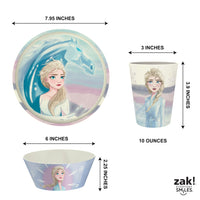 Zak Designs Disney Frozen 2 Kids Dinnerware Set 3 Pieces, Durable and Sustainable Melamine Bamboo Plate, Bowl, and Tumbler are Perfect For Dinner Time With Family (Anna, Elsa, Olaf) 8