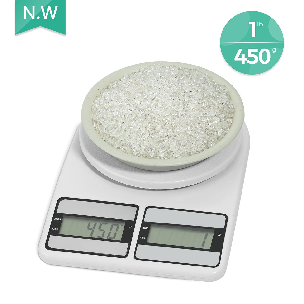 T4U Tumbled Chips Stones Crushed Crystal Quartz 1 LB, Irregular Shaped Gravels Pebbles Healing Stones, DIY Smoothed Rocks for Potted Plant,Resin Art,Vase Fillers Aquarium Gravel Rocks (Clear) #3 - Clear