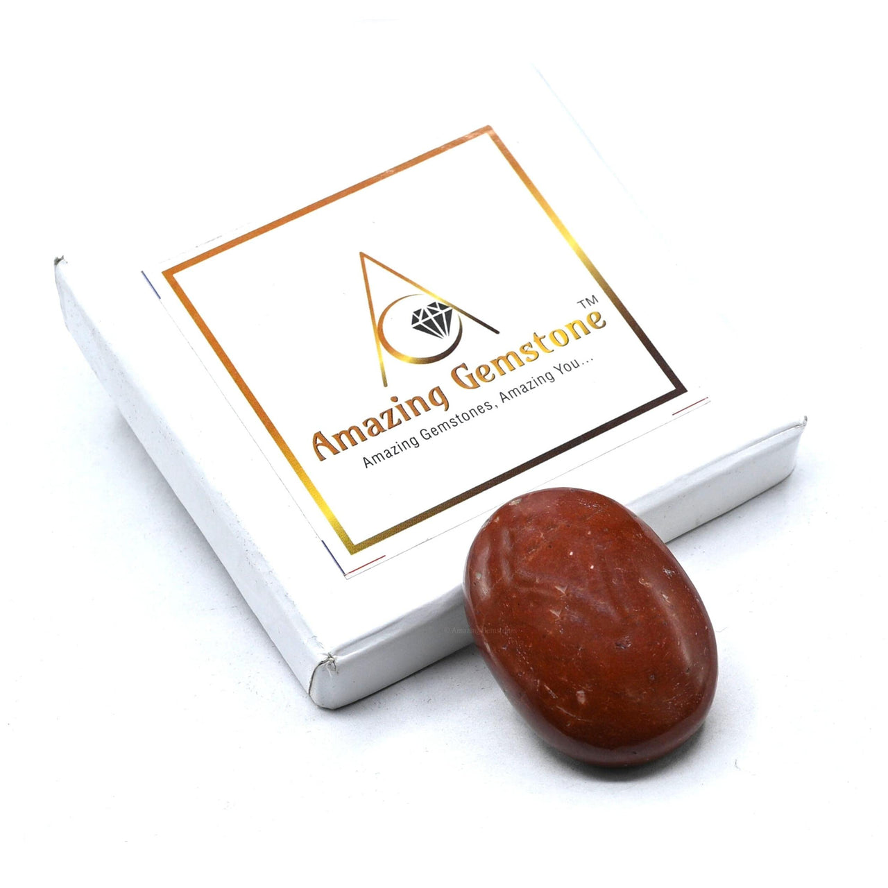 Red Jasper Palm Stone - Pocket Massage Worry Stone for Natural Body Chakra Balancing, Reiki Healing and Crystal Grid Red Jasper