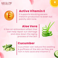 Meglow SPF 15 Paraben-Free Formulation Enriched with Aloe Vera Extract, Cucumber Extracts and Vitamin E Premium Fairness Face Cream for Women (50g, Combo Pack of 2)