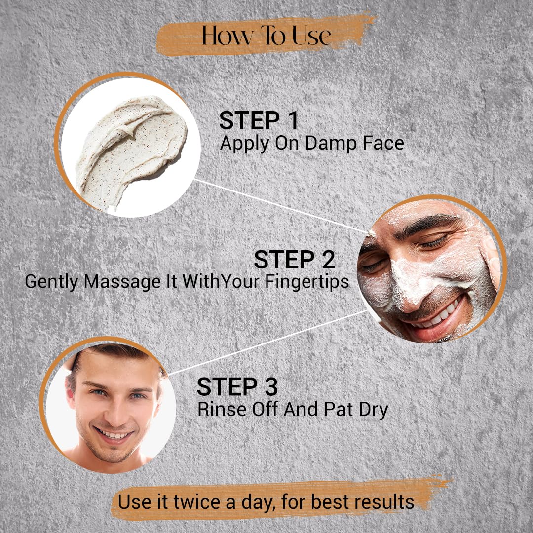 Mancode Polishing Rice Scrub for Oil Control, unclogs your pores help to Brighten Skin Face scrub 100gm