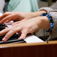 Triple Protection Bracelet 8MM Blue Tiger Eye Evil Eye Black Onyx Stone Bracelet Healing Crystal Natural Stone Bracelet for Men Women Bring Prosperity Luck (8mm Blue Tiger Eye/Evil Eye/Black Onyx) 8mm Blue Tiger Eye/Evil Eye/Black Onyx