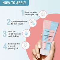 Glamveda Rice & Ceramide Peel off Mask | Reduces signs of ageing | For dry & dull skin | Brightens & Even Tones Complexion | 100gm