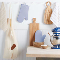 KitchenAid Ribbed Soft Silicone Oven Mitt Set, Lavender Cream 2 Count , 7.5