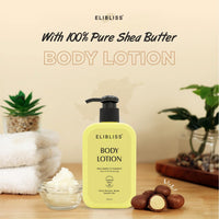 Elibliss 24 Hour Moisturizing Body Lotion | Enriched with Shea Butter & Vitamin E for Skin Barrier Repair, Dry Skin Relief, Soft Smooth Glowing Skin, Non Sticky Everyday Use Lotion 250ml x 2