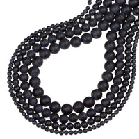 210pcs Natural Crystal Beads Stone Gemstone Round Energy Healing Loose Beads with Stretch Cord for Jewelry Making Bracelets Anklets (8mm 140pcs, Matte Black Onyx) 8mm 140pcs