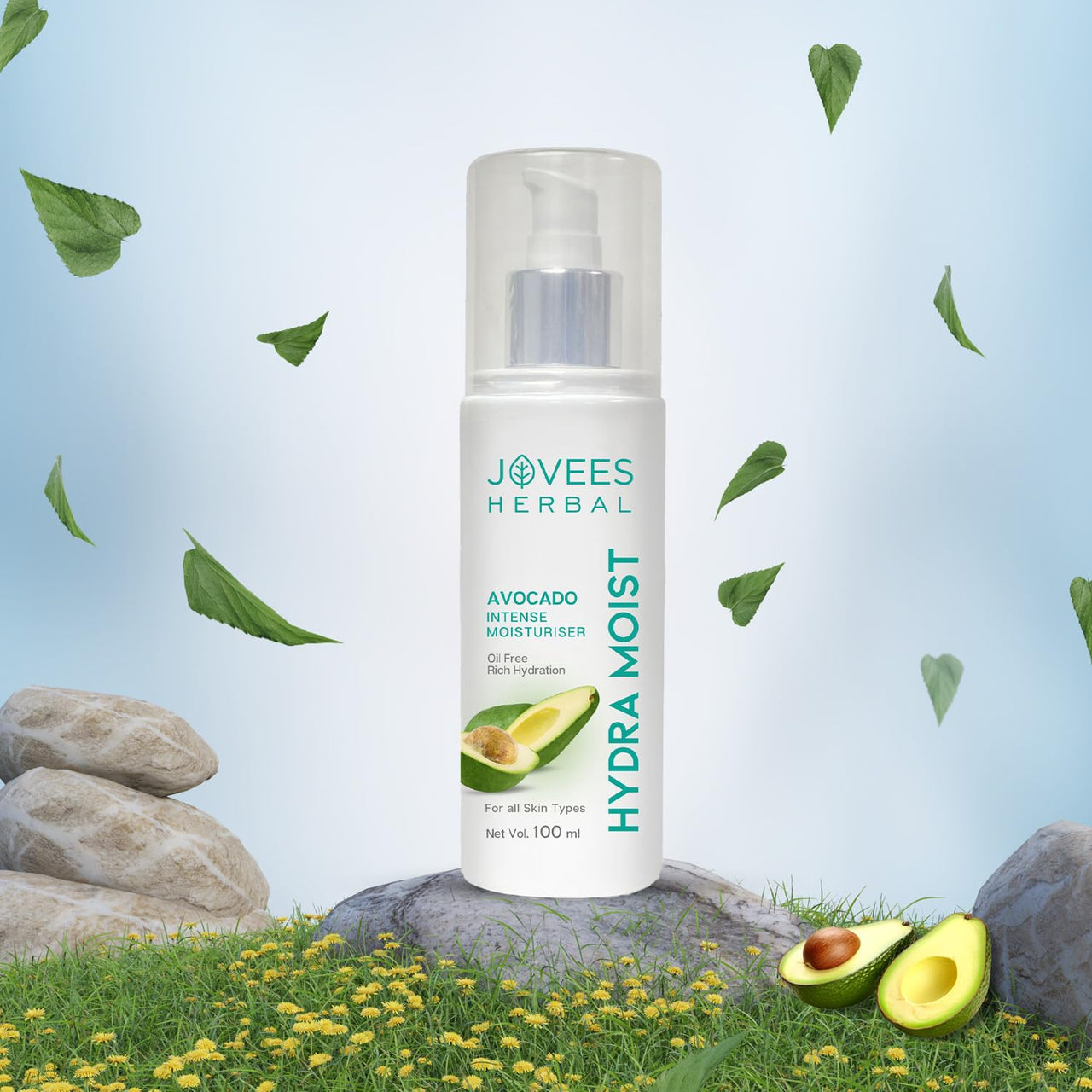 JOVEES Herbal Hydra Intense Moisturiser For Glowing & Hydrating Skin With Avocado And Chamomile Extract | Lightweight And Non Greasy Lotion | For All Skin Types- 100ml