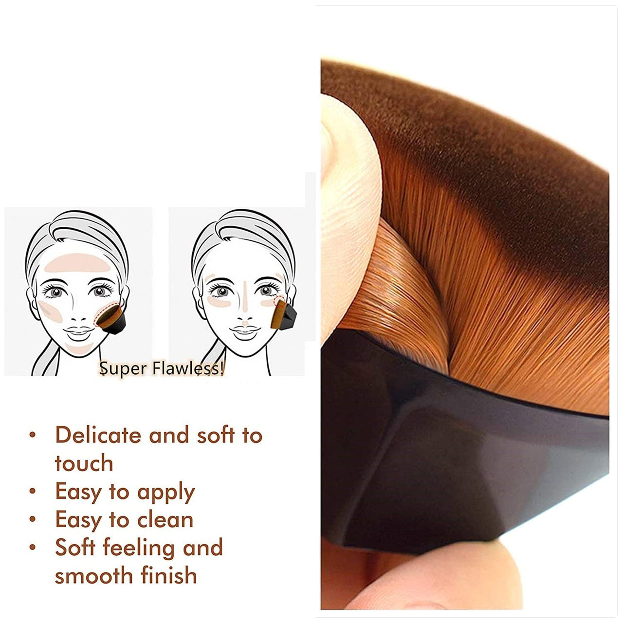 URBANMAC Foundation Brush for Liquid Makeup - Flawless Flat Top Kabuki Face Brush for Blending Liquid, Cream, Powder Foundation Momma Makeup Brush with Case (black)