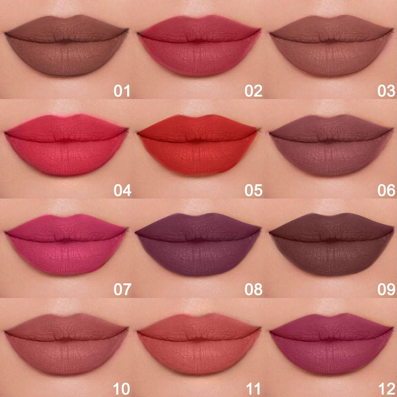 Shryoan Matt Lip Liner | Set of 12 | Long-lasting |Matte Finish | Non-drying, 19.2gm