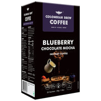 Colombian Brew Coffee, 100% Arabica Green Coffee Powder 200g & Colombian Brew Blueberry Chocolate Mocha Instant Coffee, No Sugar Vegan, 50g