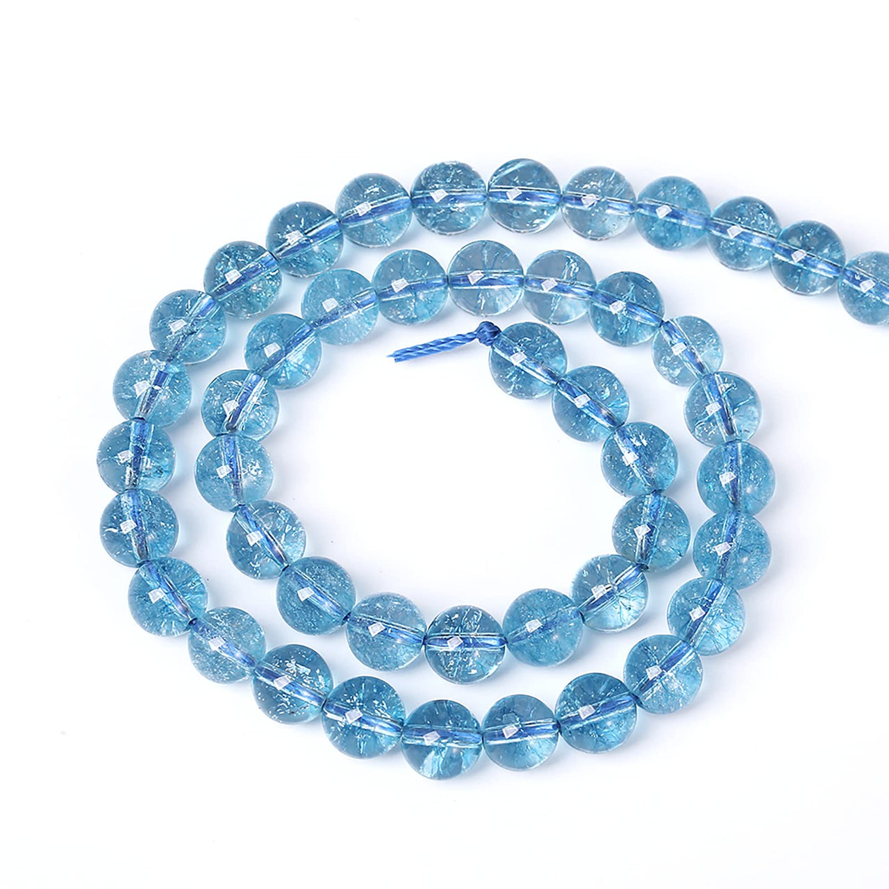 8mm 46pcs Blue Topaz Crystal Quartz Natural Stone Beads Energy Stone Healing Power Loose Beads for Jewelry Making DIY Bracelet Necklace Earrings Blue Crystal 8mm