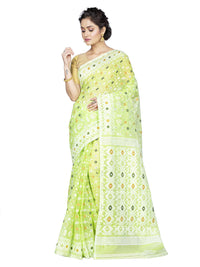 T.J. SAREES Women's  Jamdani Silk Blend Saree Without Blouse Piece