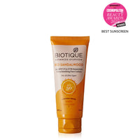 Biotique Bio Sandalwood Sunscreen Ultra Soothing Face Lotion, SPF 50+, 50ml And Biotique Bio Apricot Refreshing Body Wash, 190ml