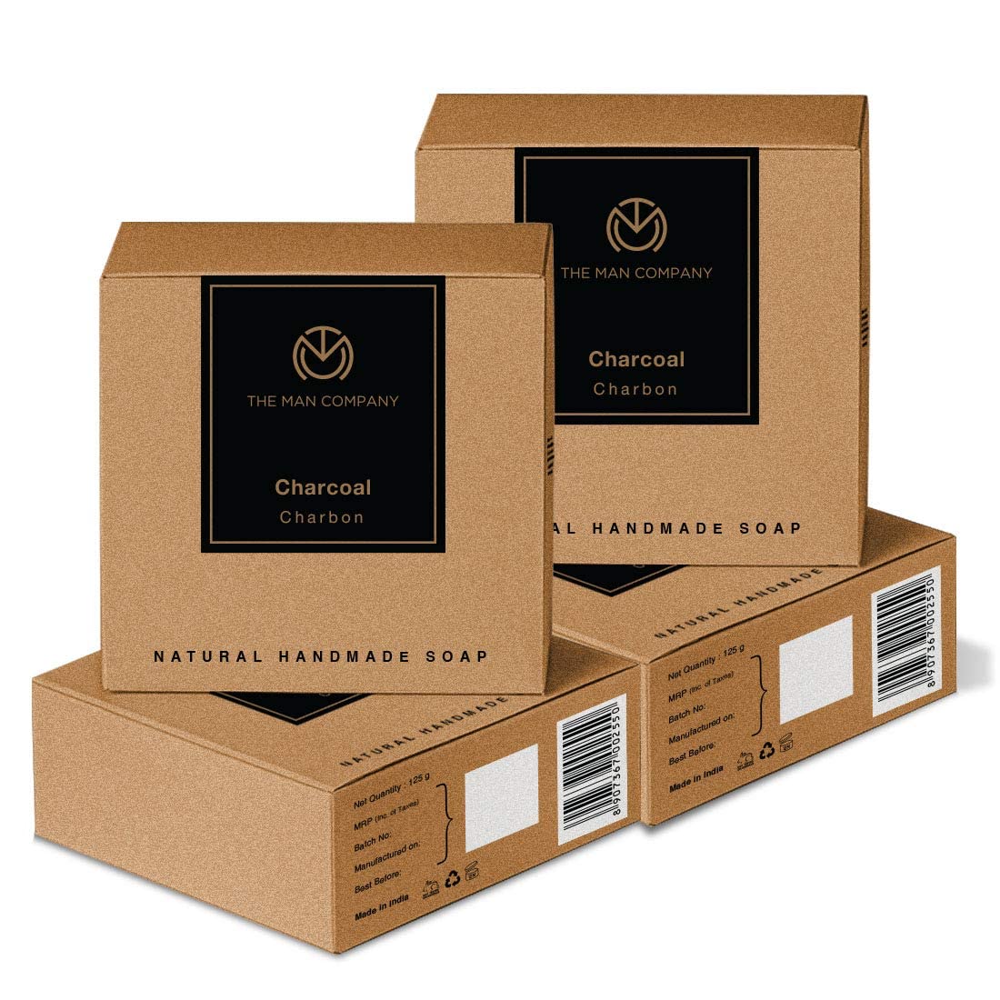 The Man Company De Tan Charcoal Bathing Soap Bars with Chaar-Cool | Removes Blackheads, Treats Acne | Deep Cleanses Skin, Anti Pollution | Prevents Dryness - (125gm*4)