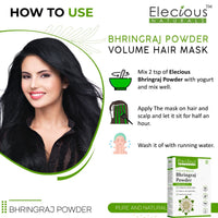 Elecious Pure Bhringraj Powder for hair growth (200 Grams) and Eating | Edible | Ideal for Hair pack, Hair oil and oral consumption | 100% Natural, Preservative free