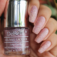 DeBelle Gel Nail Polish Ophelia (Lavender with Holo Glitter Sugar Finish Nail Paint)|Non UV - Gel Finish |Chip Resistant | Seaweed Enriched Formula| Long Lasting|Cruelty and Toxic Free| 8ml