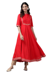 Yash Gallery Women's  Rayon Solid Anarkali Kurta for Women