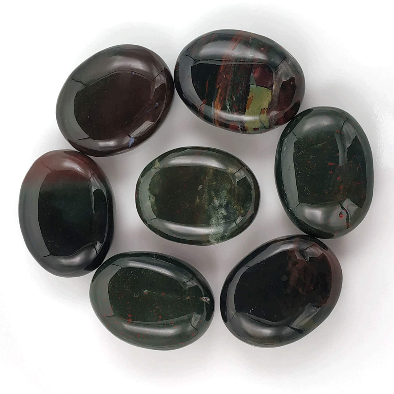 Bloodstone Palm Stone - Massage Worry Stone for Natural Body Chakra Balancing, Reiki Healing and Crystal Grid Bloodstone
