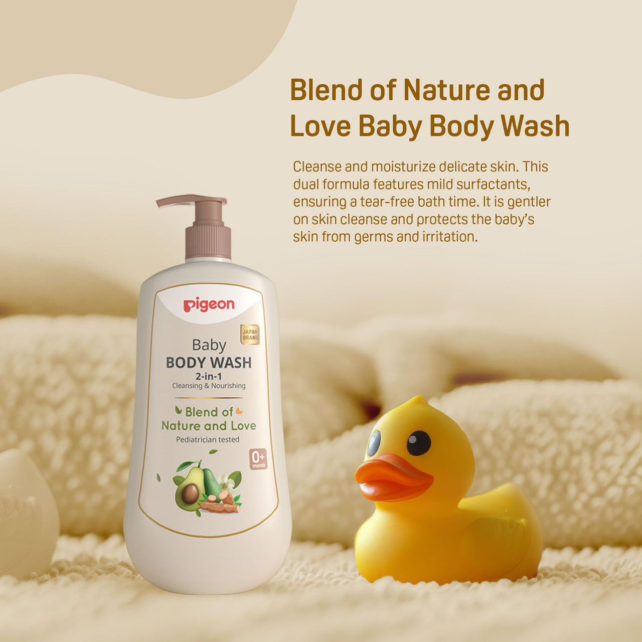 Pigeon 2-in-1 Baby Body Wash For Cleansing & Nourishing, Enriched With Avocado Oil & Marshmallow Extract, Parabens Frew, SLS & SLES Free - 500 ml