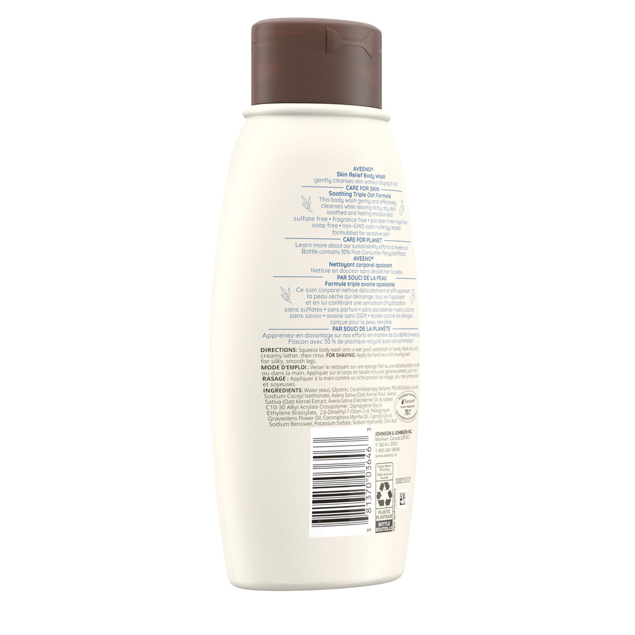 Aveeno Skin Relief Fragrance-Free Body Wash with Oat to Soothe Dry Itchy Skin, Gentle, Soap-Free & Dye-Free for Sensitive Skin, 12 fl. oz