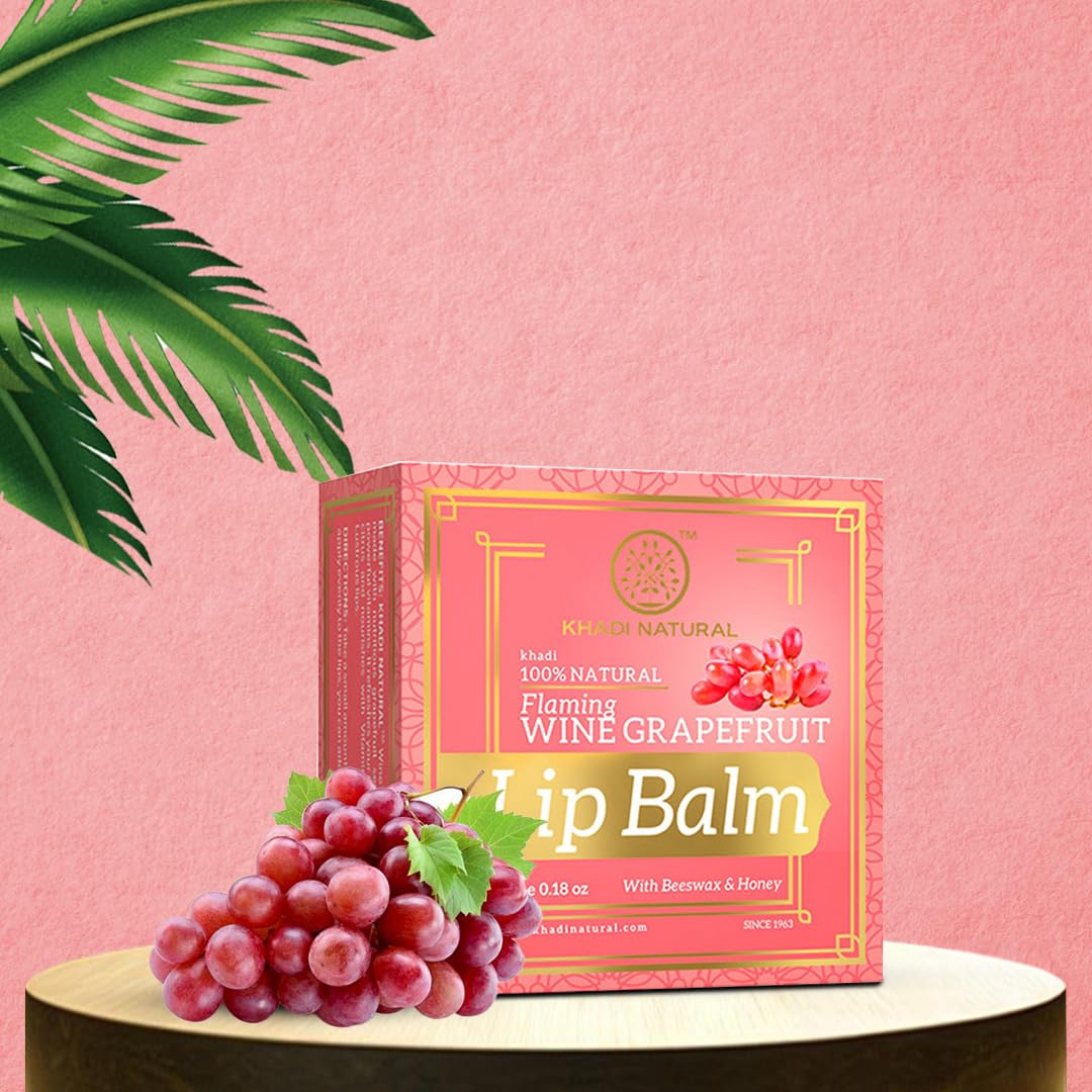 Khadi Natural Wine Grapefruit Lip Balm with Beeswax and Shea Butter, 5g