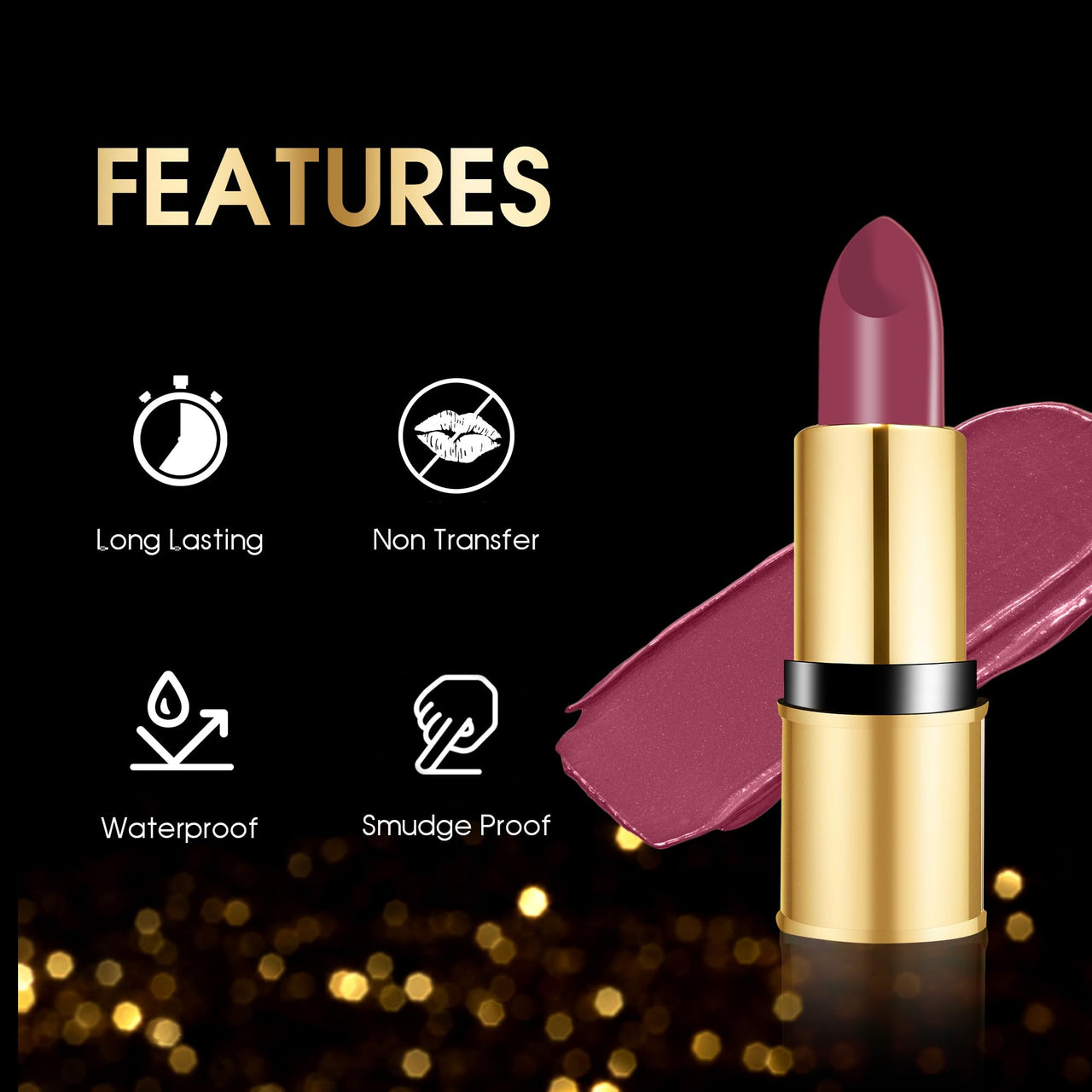 Beauty Berry Bold Babe Non-Transfer Matte Lipstick | Highly Pigmented, Lightweight, Smudge Proof & Waterproof Lipstick | Single Swipe Application, Long Lasting Lipstick for Women (Maple Magenta)