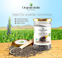 Orgrain India Organic Chia Seeds, 320g (Pack of 2 * 160g) | Company-Owned Farmlands | Omega 3 | Fiber for Weight Loss